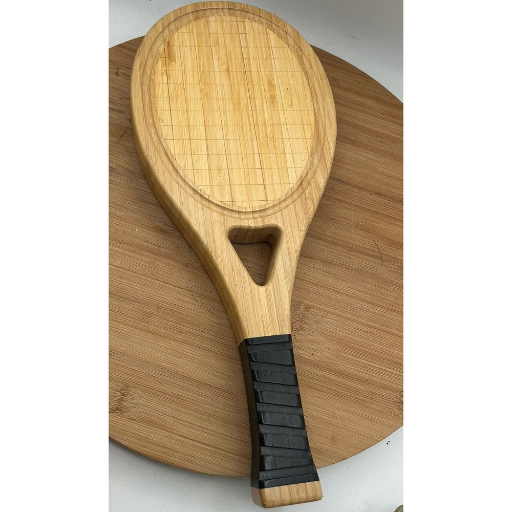 Tennis Racket Shaped Wood Cheese Board‎ Spreaders Set ALTA Sunday Matches